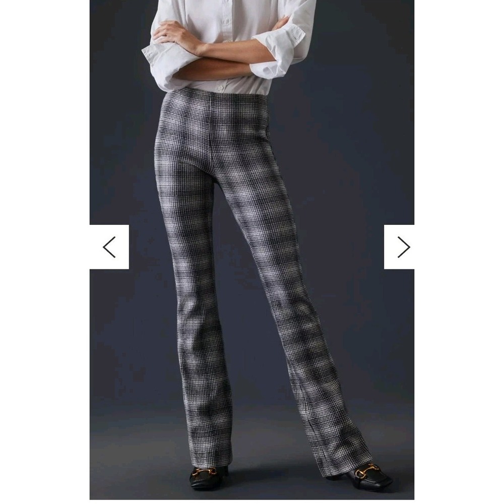 Anthropologie Maeve‎ Plaid Bootcut Pants Black Size Small